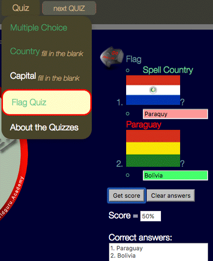 Flag quiz example.